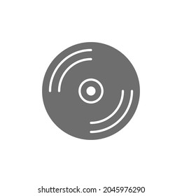 CD disk, DVD grey icon. Isolated on white background