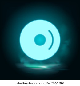Cd, disk, dvd neon icon - Vector. Blue neon illustration. Cd, disk, dvd neon icon - Vector. Infographic concept vector illustration