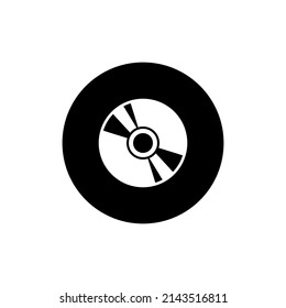CD disk icon in black round