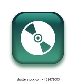 CD disk icon - glossy vector button