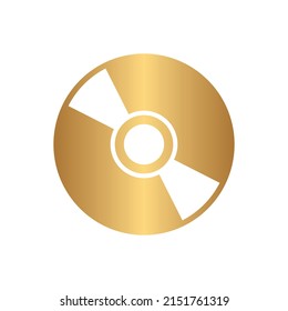 CD Disk Icon With Gold Gradient