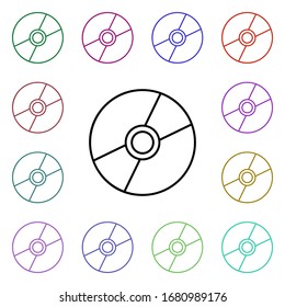 Cd disk multi color style icon. Simple thin line, outline vector of technology icons for ui and ux, website or mobile application