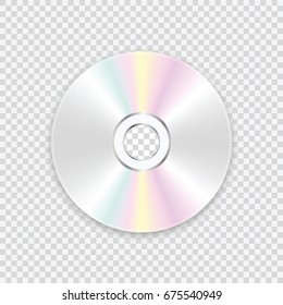 CD disk on a transparent background. A realistic compact disc. Vector illustration.