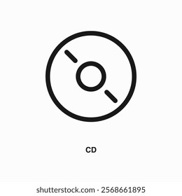 CD Disk thin line icon or logo. Symbol or sign on business or finance ui theme. Vector line illustration.