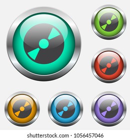 cd disk vector icon on color glass buttons