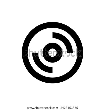 CD disk or vinyl record icon. Sound playback or musician icon. Compact Disc or DVD for recording information. Symbol of music, sound or gramophone.