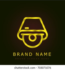 Cd drive golden metallic logo