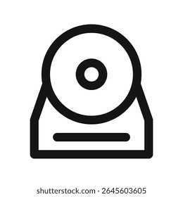 Ícone de interface do usuário da unidade de CD, símbolo de vetor de interface do usuário de linha simples
