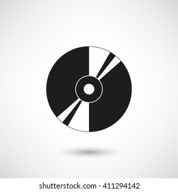 CD or DVD - black vector  icon with shadow