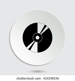 CD or DVD - black vector  icon with shadow
