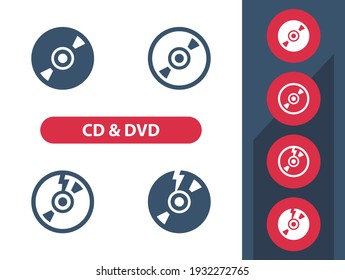 CD - DVD - Bluray Icons. Professional, pixel perfect icons. EPS 10 format.