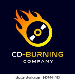 CD or DVD burning logo vector template. This graphic with flame and suitable for media or enterainment business. 