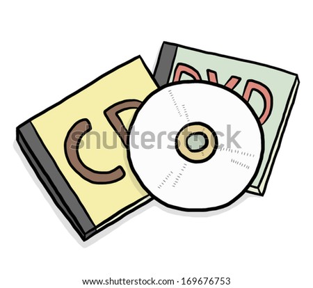 CD and DVD cassette box / cartoon vector and illustration, isolated on white background.