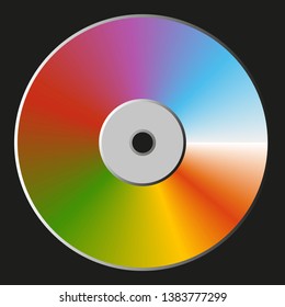 CD DVD colorful disc isolated on black background. Vector image. Eps 10