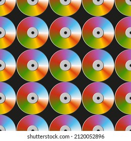 CD DVD colorful disc isolated on black background. Vector image. Eps 10