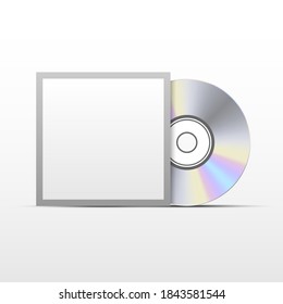 CD or DVD compact disc with black cover template mockup, vector illustration