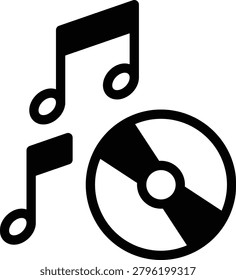 CD DVD compact disc media icon with musical notes for multimedia.