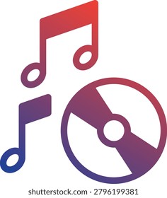 CD DVD compact disc media icon with musical notes for multimedia.