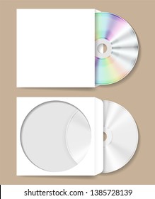 CD DVD compact disk in white paper cover vector illustration
