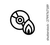 CD DVD Disc Burn Write Data Media Icon Line Art Digital Clipart 