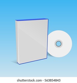 Cd Or Dvd Disc Cover Mockup Blue Box Eps 10 Vector