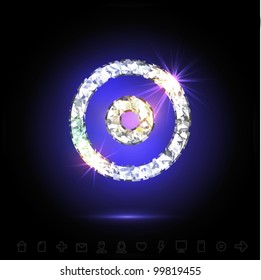 CD / DVD Disc icon in blue diamond / gold glamour set