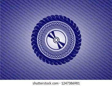 CD or DVD disc icon with denim texture