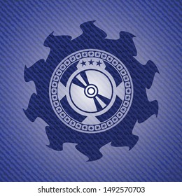 CD or DVD disc icon with denim texture