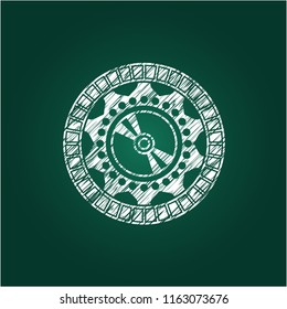 CD or DVD disc icon drawn on blackboard