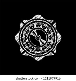 CD or DVD disc icon drawn chalk emblem, retro style, chalk or chalkboard texture
