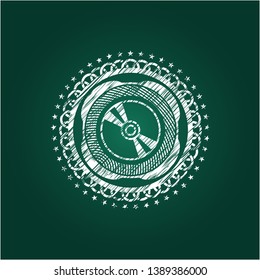 CD or DVD disc icon drawn on a blackboard