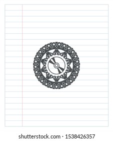CD or DVD disc icon drawn in pencil. Vector Illustration. Detailed.