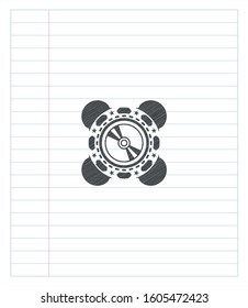 CD or DVD disc icon emblem drawn in pencil. Vector Illustration. Detailed.