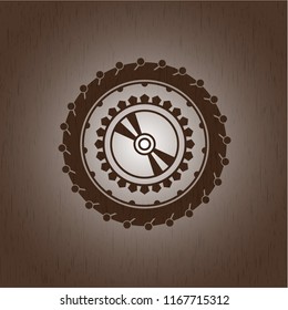 CD or DVD disc icon inside wood signboards