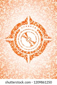 CD or DVD disc icon inside abstract orange mosaic emblem with background