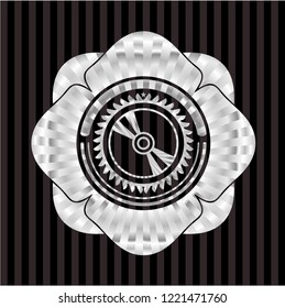 CD or DVD disc icon inside silvery badge or emblem