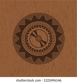 CD or DVD disc icon inside wood signboards