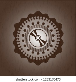 CD or DVD disc icon inside wooden signboards