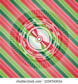 CD or DVD disc icon inside christmas emblem background.