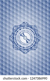 CD or DVD disc icon inside blue polygonal emblem.