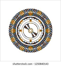 CD or DVD disc icon inside arabesque emblem. arabic decoration.