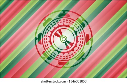 CD or DVD disc icon inside christmas emblem background.