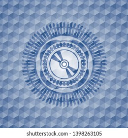 CD or DVD disc icon inside blue badge with geometric pattern background.