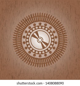 CD or DVD disc icon inside wooden signboards