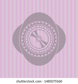 CD or DVD disc icon inside pink icon or emblem