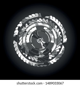 CD or DVD disc icon inside grey camo texture