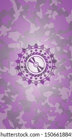 CD or DVD disc icon inside pink and purple camo texture