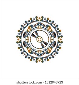 CD or DVD disc icon inside arabesque emblem. arabic decoration.