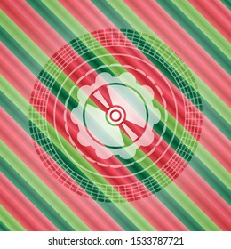 CD or DVD disc icon inside christmas style emblem.