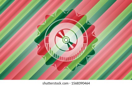 CD or DVD disc icon inside christmas emblem.